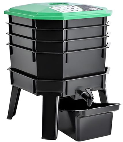 Kit compostiera per vermi con drenaggio, efficiente sistema di vermicoltura per riciclare i rifiuti alimentari a casa