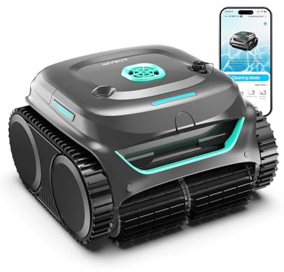 WYBOT C2 Limpiafondos Piscina Robot Inalámbrico, 3 Motores, Doble Filtración, Limpieza Paredes y Línea de Agua, Autonomía 180 Min, para Piscinas Enterradas hasta 150㎡, App(Verde Niebla-Verde)