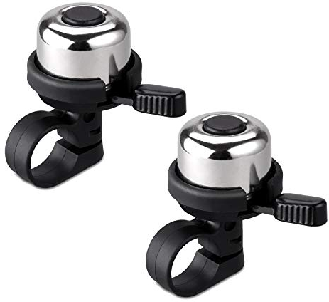 BONMIXC Fahrradklingel MTB aus Reines Messing Mini Fahrradglocke (Silber 2-Pack)