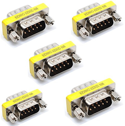 Oiyagai 5-Pack DB9 Macho a Macho Adaptador, Acoplador RS-232 de 9 Pines, Conector Serial DB-9 Niquelado para PC, Módem y Equipos Industriales