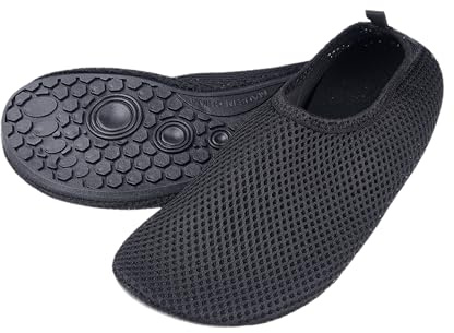 Scarpette da Mare per Donna - Proteggono da Sabbia, Acqua Calda/Fredda, UV,Scogli/Ciottoli - Calzature da Nuoto Facili da Indossare (Nero) - (M) US Donna: 7-8 /Lunghezza Soletta:24 cm