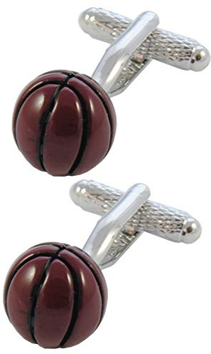 Gemelli Camicia Uomo Basketball - Con Scatola - Ottone - Palla da Basket - Giocatore di Pallacanestro Sport - Marrone Colorato - Un Paio