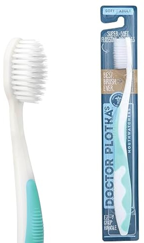 MOUTHWATCHERS Soft Manual Toothbrush, Adults, Flossing Bristles, Turquoise