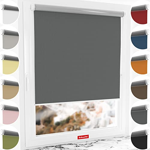 Schuette® Verdunkelungsrollo ohne Bohren/mit Bohren 2in1 ● Thermo Rollo Kollektion: Shadow Grey (Grau) ● 30 x 130 cm (Breite x Höhe) ● Suprafix Klemmrollo = Klemmfix 2.0 ● 60s Montage mit Video