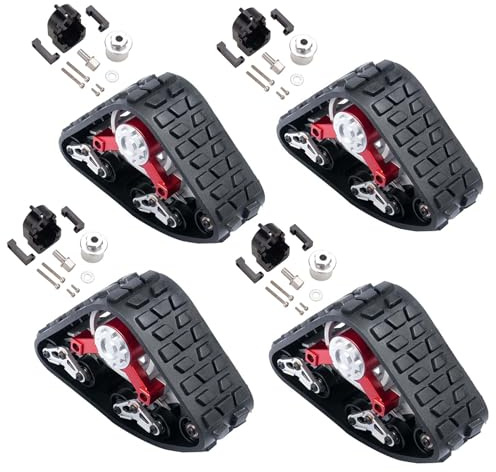 LAFEINA 4PCS 1/10 RC Crawler Tracks Tires Snow Sand Wheels with Hub Adapters for 1:10 RC Crawler Car TRX4 Upgrade Parts (C)