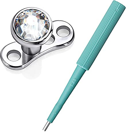 WARRIOR Dermal Anchor con Cristallo Titanio STERILE Kai Medical Biopsy Dermal Punch Dermal Piercing Kit di strumenti cutaneo (1pz Dermal Punch da Ø 2.0mm+1pz Dermal Anchor)