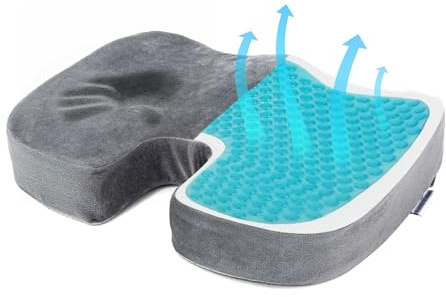 Cuscino ortopedico, cuscino ergonomico per sedia da ufficio e coso, riduce il dolore, aumenta il comfort di seduta, favorisce la circolazione sanguigna e allevia il coccige (grigio)