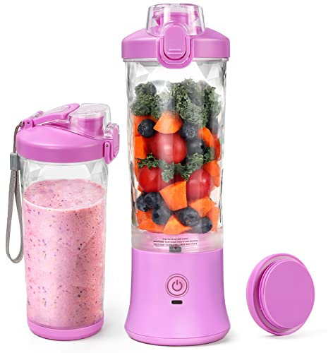 DoubleCare Mixer Smoothie Maker da 600 ml,ricaricabile,4000 mAh,design 3D a 6 lame e impermeabilità IP67,frullatore di succo USB con 2 modalità di miscelazione e motore da 270 W,mescolare facilmente