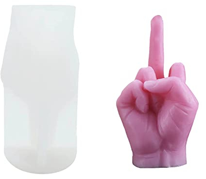 Moule à bougie en silicone sculpté à la main 3D Doigt du milieu Pour bricolage, savon, bougies, cadeau fait à la main, décoration d'intérieur