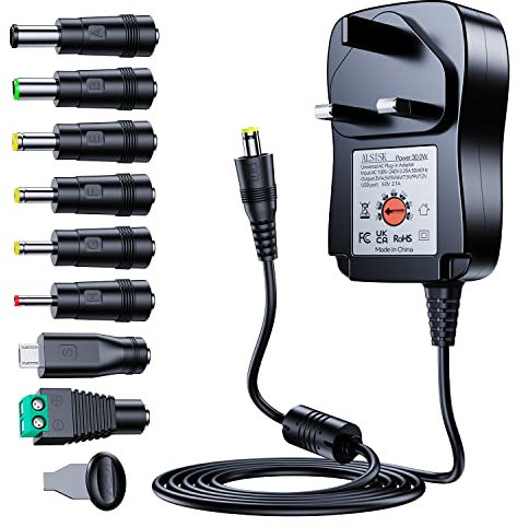 ALSISK International Power Adapters Multifunctional Portable Power Transformers (Included USB),AC Supply Adapter 100-240V to DC 3V/4.5V/5V/6V/7.5V/9V/12V-MAX 2A (2000mA)+8 Different Plugs