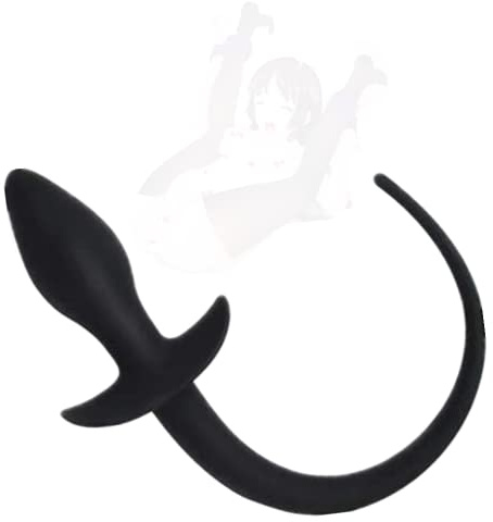 Svart silikon boll massage Plug Cute Tail Couple Interactive Role-Playing Toy Set.