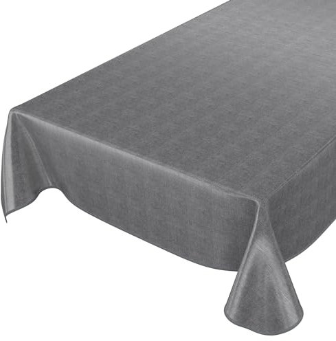 ANRO Wachstuchtischdecke Wachstuch Wachstischdecke Tischdecke Wachstuchdecke Anthrazit Leinenoptik 350x140cm