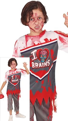 FIESTAS GUIRCA Costume da Quarterback Zombie per bambino - Uniforme da scuola secondaria di football americano di rugby - Costumi di Halloween per bambini dai 7 ai 9 anni