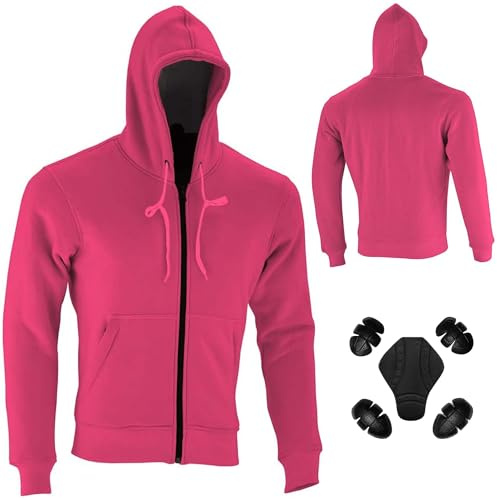 Vaster Moto Giacca da motociclista con cappuccio in pile da donna con armatura da motociclista, realizzata in Kevlar rimovibile, Rosa, 6XL