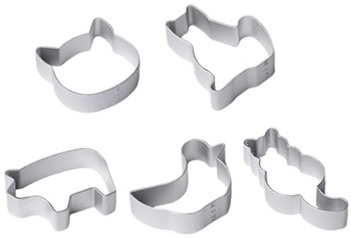 Formine Biscotti,Stampo Biscotti, 5 Pezzi Formine Biscotti animale, Gatti Stampi Biscotti Taglierine del Biscotto in Acciaio Inossidabile per Decorazioni in Fondente Decorazioni di Dolci