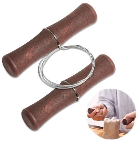 1PCS Cutting Wire for Clay Cheese Wire Clay Wire Cutter with Wood Handle Stainless Steel Multifunctional Manual Tool for Cheese Dough Pottery Ceramics Art Sculptures Candles Children's Day DIY