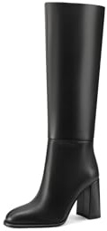 QUEEN HELENA Stivali Alti con Tacco Casual Eleganti Donna K3300 (Nero Pu, Sistema Taglie Calzature EU, Adulto, Donna, Numero, Media, 37)