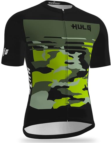 HULG Maglie da Ciclismo da Uomo,Maglia Ciclismo con Manica Corta Maglietta MTB Traspirante Asciugatura Veloce Riflettente per Multi-Sport Mountain Bike Ciclismo Palestra (Color-11,3XL)