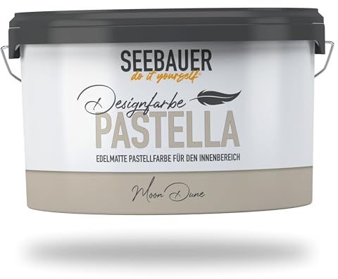 SEEBAUER diy Pastellfarbe PASTELLA Beige 2,5L (Moon Dune) Edelmatte Wandfarbe Beige - Innenfarbe sehr hohe Deckkraft - Matt, Abwaschbar und Tropffrei