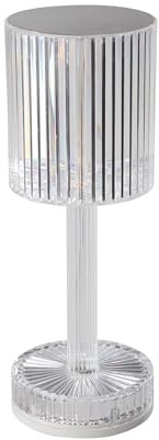 EGLO LED Akku Tischleuchte Lucignano, Kristall Tischlampe kabellos für Innen, Kristallampe mit Lampenschirm, RGB Farbwechsel, Kunststoff transparent, Touch-Funktion, USB aufladbar