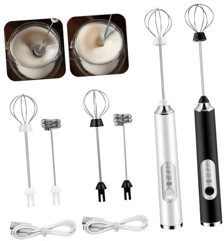 TOPPERFUN Espumador De Leche Eléctrico Portátil Recargable Batidor Manual Velocidades Con Cabezales Para Crema Café y Matcha Diseño Compacto y Soporte Estable