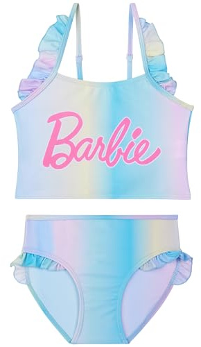 Barbie Bikini Niña, Bikini Set 2 Piezas, Tirantes Ajustables, Top y Braguitas, Ropa de Baño para Niña, Regalos para Niños