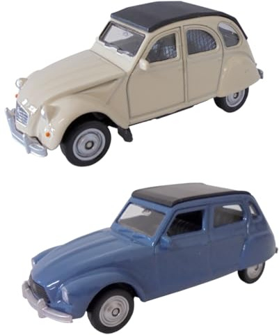 OPO 10 - Set di 2 Auto in Miniatura compatibili con Citroën 2CV e Dyane, Scala 1:64, 3 Pollici (7,5 cm), Welly LSUP3