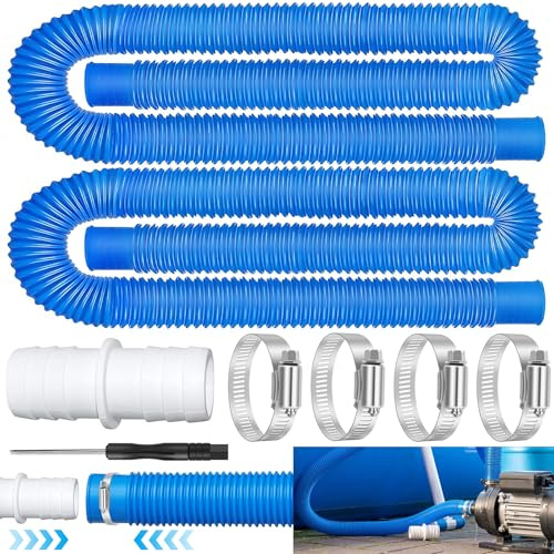 KOHRIUK 2 pezzi tubo per piscina 32mm tubo per piscina 150cm per pompa piscinabcon 4 clip di fissaggio e 1 connettore per tubi per pompa filtrante e piscina tubo di ricambio per filtro