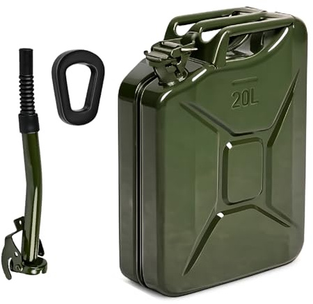 Crisalide® - Bidón de combustible de acero, 5 l, 10 l, 20 l con boquilla de transporte, homologado para transporte de gasolina y gasóleo, antioxidante, cierre hermético, bidón de gasolina de metal (10