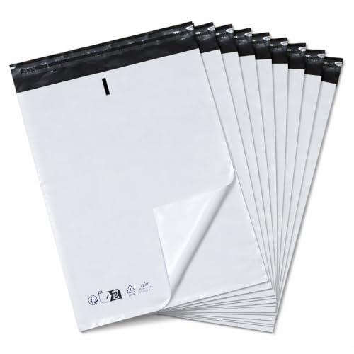 100 buste in plastica per spedizione, 25 x 35 cm, 120 micron, qualità Pro, autoadesive opache, antistrappabili, buste per pacchi con marcatura riciclaggio LDPE obbligatoria, imballaggio Vinted
