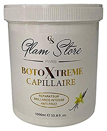 GLAM STORE mascarilla reparadora capilar - cuidado ultraconcentrado - queratina - ácido hialurónico - cabello muy dañado - 1000 mL (vainilla)