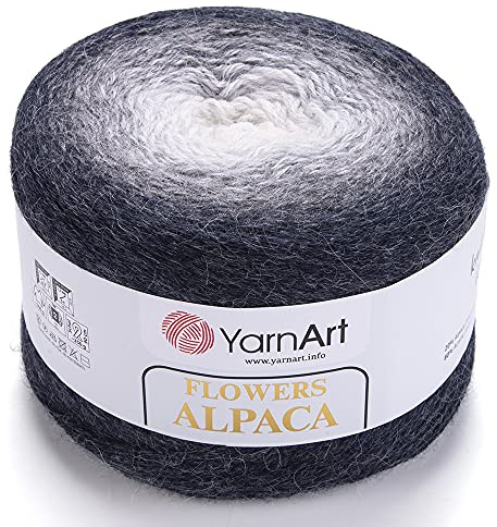 Yarn Art YarnArt Flowers Alpaca 20% Alpaca 80% Acrylic Weight 8.82oz Length 1028 Yards Multicolor Rainbow Crochet Winter Yarn Weight 2 Sport (Antique, 410)
