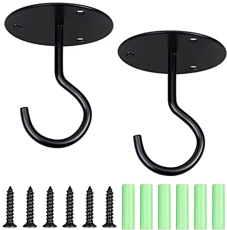 GORGECRAFT 2 Ensembles de Crochets pour Moustiquaire de Plafond Adhesif Crochet de Suspension pour Lit Superposé Crochets pour Lit à Baldaquin avec Vis et Prise d'ancrage de Montage en alliage, Noir