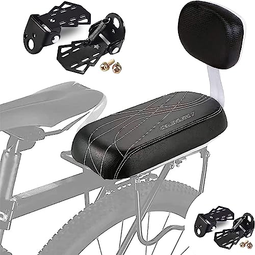 CEASELESLY Silla Bicicleta Trasera,Pedal Trasero de Bicicleta Plegable,Respaldo,Pedales Traseros de Bicicleta,Kit de Bicicleta de Montaje a la Trasera cojín reposabrazos