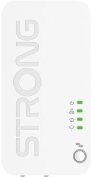 STRONG - Kit WiFi Powerline 1000 - Doble Toma PLC - Kit PLC - 600 Mbps - 75 Mbps - Compatible con Cualquier Box/Router - 1 Puerto Ethernet + 1 Toma Filtrada - Instalación Rápida - Blanco