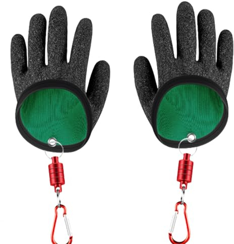 YULIAO 2Pcs Profesional Guante de Pesca, Guantes de Pesca Anticorte, Guantes de Pesca Impermeables, Guantes de Caza, con Liberación Magnética, para la Pesca Al Aire Libre