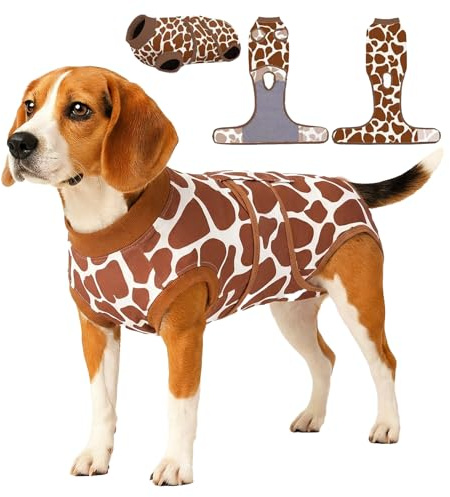 PetWarm Post-Surgery Dog Bodysuit, Dog Shirts for Medium Dogs Girl, Recovery Suit for Male and Female Dogs, Alternative to Cone, Covers Sensitive Body Zones, Leopard Pattern, Brown, M
