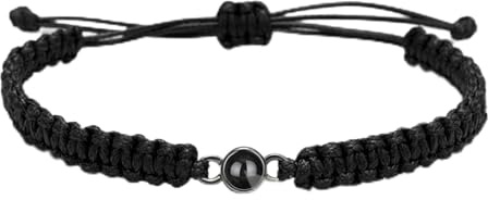 gorm Pulsera con Foto Personalizada Regalos Personalizados Pulseras Personalizadas Pulseras para Parejas (Black B,One Size)