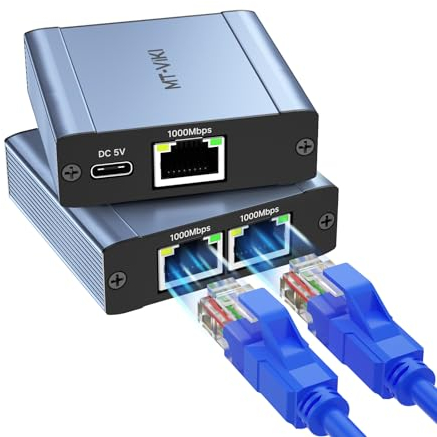 MT-VIKI LAN Splitter 1 auf 2 LAN Switch 2 Port RJ45 Netzwerkverteiler Netzwerk WLAN Verteiler Ethernet Switch für Computer Router Set-Top Box Digital TV 1000Mbps mit USB-Stromkabel