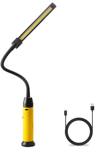 Napatyre Lampada da lavoro LED Mecanicien, ricaricabile a collo d'cigno flessibile a 360°, 1000 lumen, 3 modalità, torcia con base magnetica per garage, campeggio, emergenza