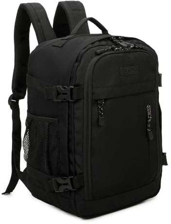 RAYKONG Mochila Cabina Ryanair 40x20x25cm (20L) | Mochila Viaje Avion Impermeable | Equipaje de mano Resistente | Mochila Para Senderismo | Escolar | Trabajo | Negro