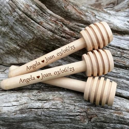 10/50/100 Pezzi Personalizza Barretta for Miele, Mini Cucchiaio da Miele in Legno Personalizzato, Regalo for Festa di Nozze Utensili da Cucina for Dessert tè al Latte Bastoncini for Miscelare(8cm)