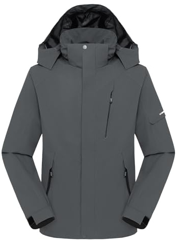 Ynport Crefreak Chaqueta Impermeable para Hombre al Aire Libre Chaqueta Transpirable con Capucha para Senderismo Gabardina al Aire Libre Chaqueta Ligera Chaqueta Cortavientos de Montaña, Gris, L