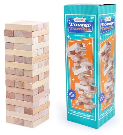 abeec Tower Tumble – Classic Wooden Stacking Game for Kids & Adults | Fun Family Board Game for 2-4 Players | Party, Travel & Family Night Essential