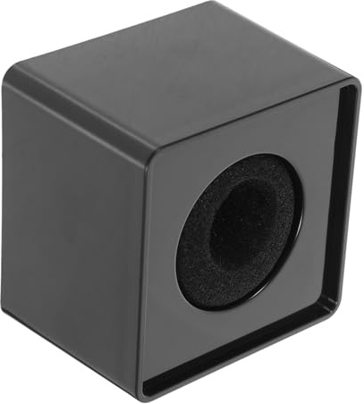 Hoement Logo Flag Station Portable Cube Shaped Interview Microphone Sturdy Hard Abs Plastic in Black with Large Logo Display Area Easy to Carry for Professional Interview and Advertising