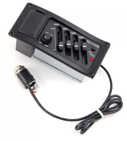 MOTHNUR Preamplificador Eq para Guitarra Acústica con Pastilla Piezoeléctrica Ecualizador de Bandas Control de Volumen y Aviso de Batería Compatible con Guitarras Acústicas Color Negro