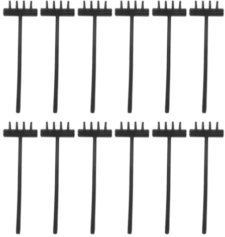 BESPORTBLE Lot de 12 Set de Mini Râteaux à Sable en Plastique Noir Outils de Jardinage pour Garçon et Filles Kit Complet pour Bac à Sable et Jeux de Plage Accessoires de Création