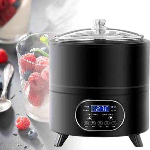 Yoghurtmaskin 8/12l Med Digital Temperaturkontroll Black-12L | 360° Värmefördelning, Timerfunktion, Rostfri Behållare, Hemlagad Yoghurt, Natto, Fruktvinäger, Hotell, Bageri