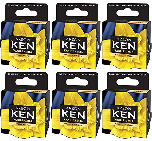 AREON Ken Lufterfrischer Vanille Mia Auto Duft Autoduft Wohnung Dose Duftdose Erfrischer 3D Set (Vanilla Mia Pack x 6)