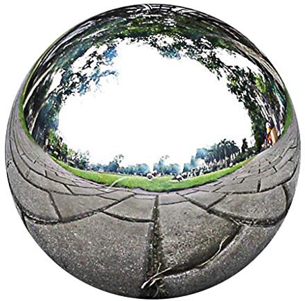 perfk Edelstahl-Dekokugel 12-20cm - Spiegelnde Gartenkugel aus Metall - Hohlkugel für Teich & Beet - Wetterfeste Gartendeko - Polierte Oberfläche, 12 cm